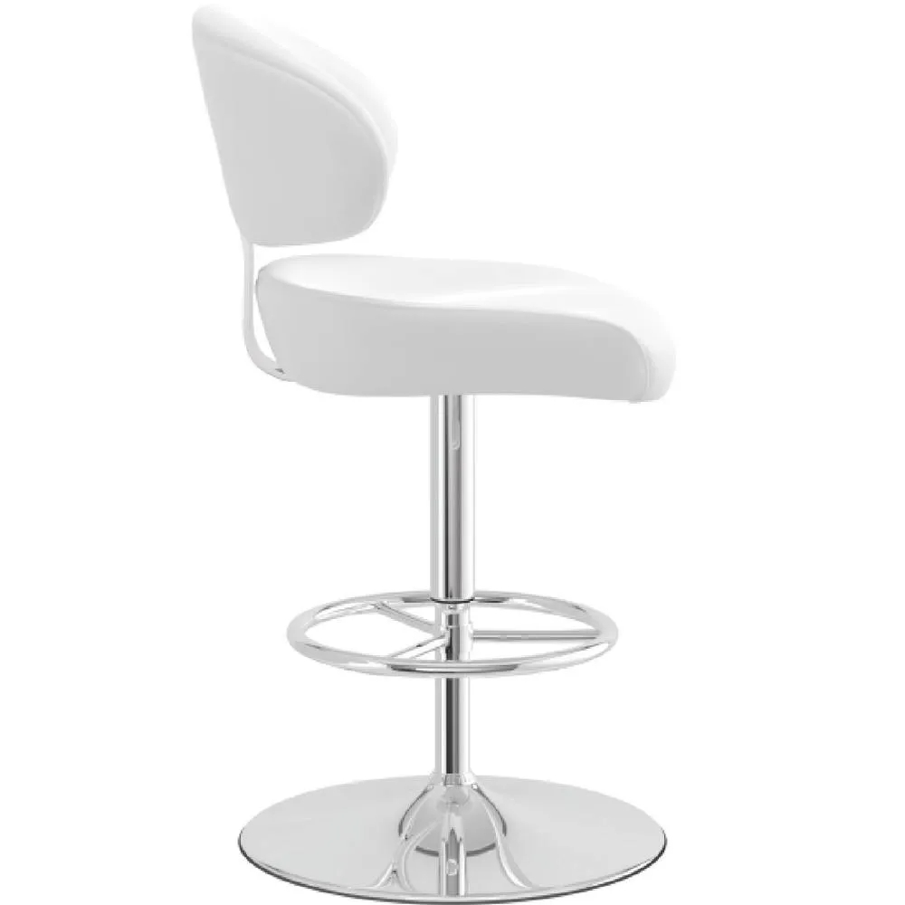 netfurniture Jamaica Height Adjustable Bar Stool White PVC Padded Seat 4