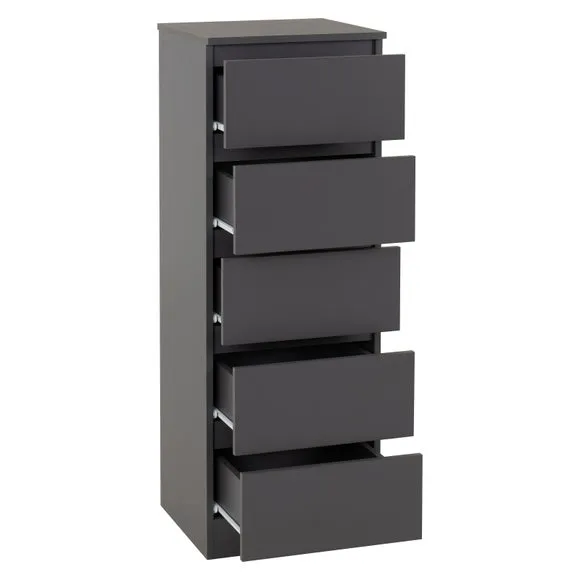 Return - Walker 5 Drawer Narrow Chest, Grey 4