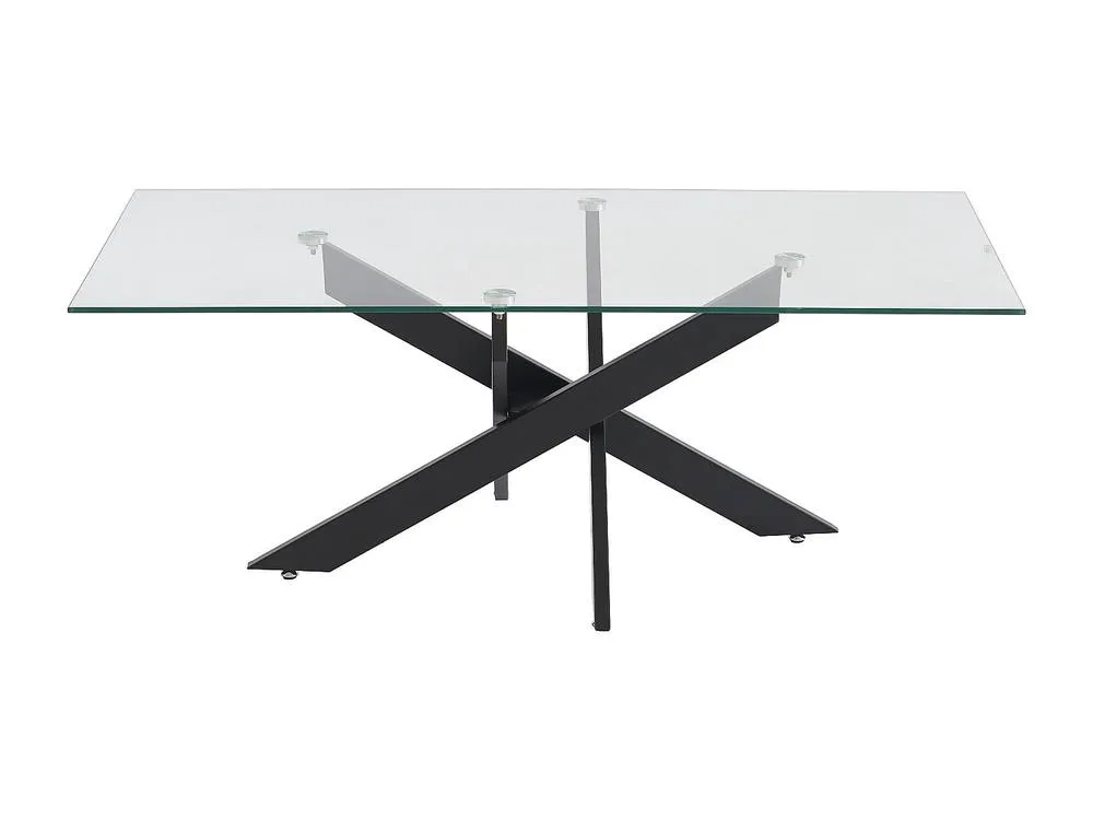 Vente-unique Tempered Glass & Black Metal Coffee Table - Clear - COSIMA 4