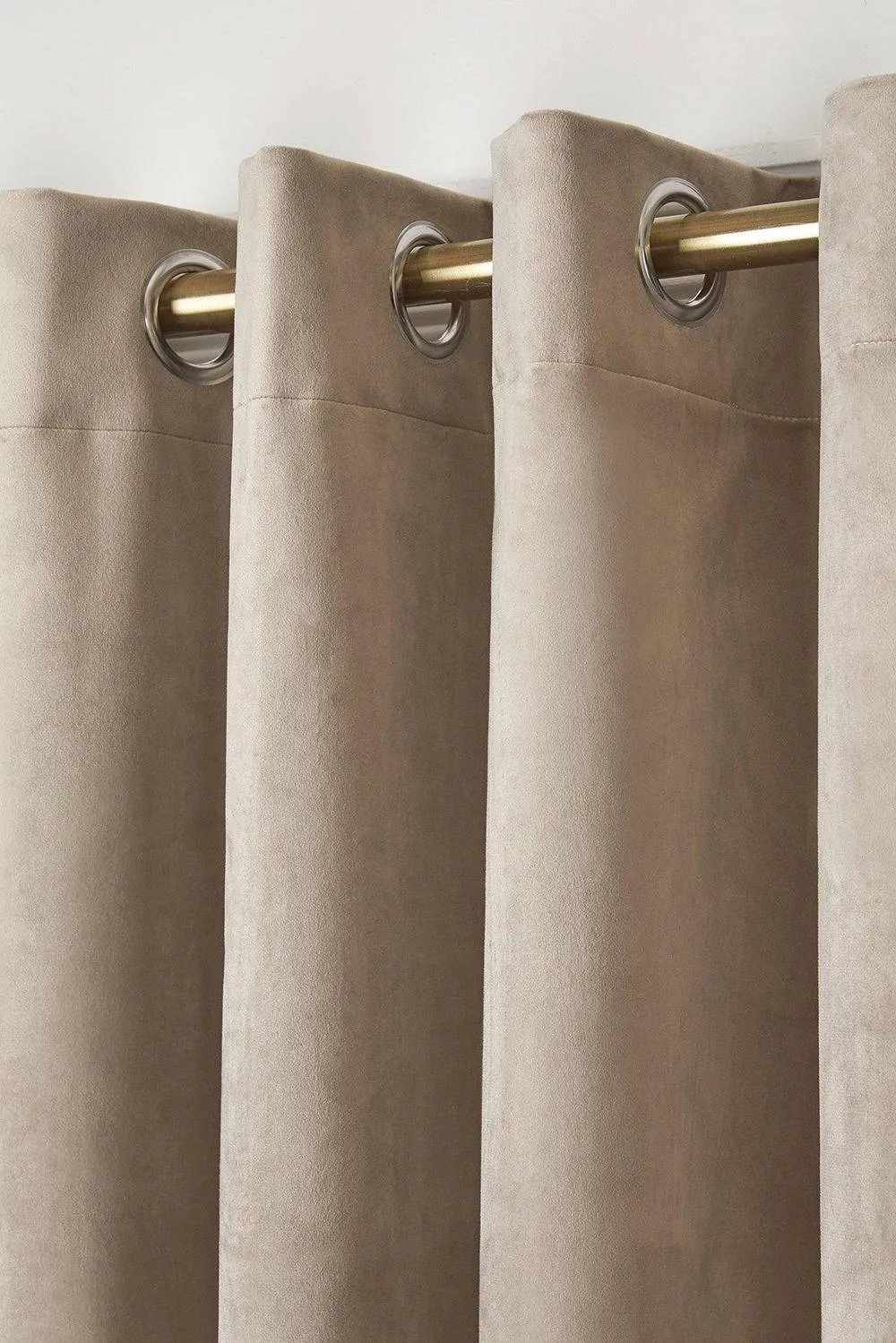 Laurence Llewelyn-Bowen Montrose' Velvet Blackout-Coated Pair of Eyelet Curtains in Natural 2
