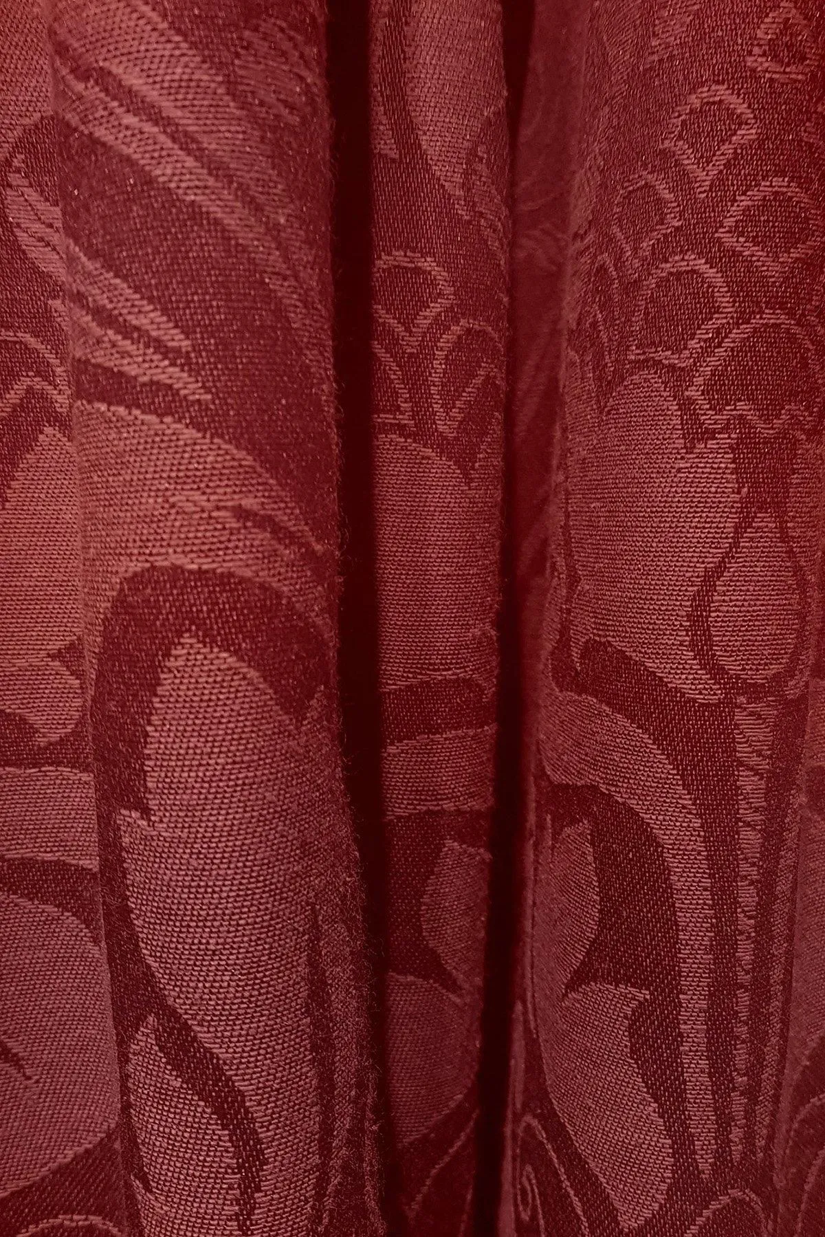 Dreams & Drapes 'Eastbourne' Damask Woven Jacquard Pair of Pencil Pleat Curtains in Burgundy 2