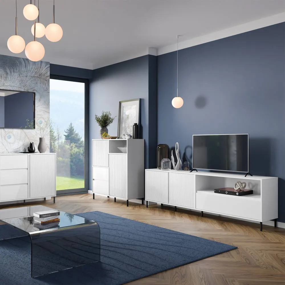 Furniture To Go Avenale TV Cabinet 2 Door 1 Drawer in Alpine White High Gloss 5