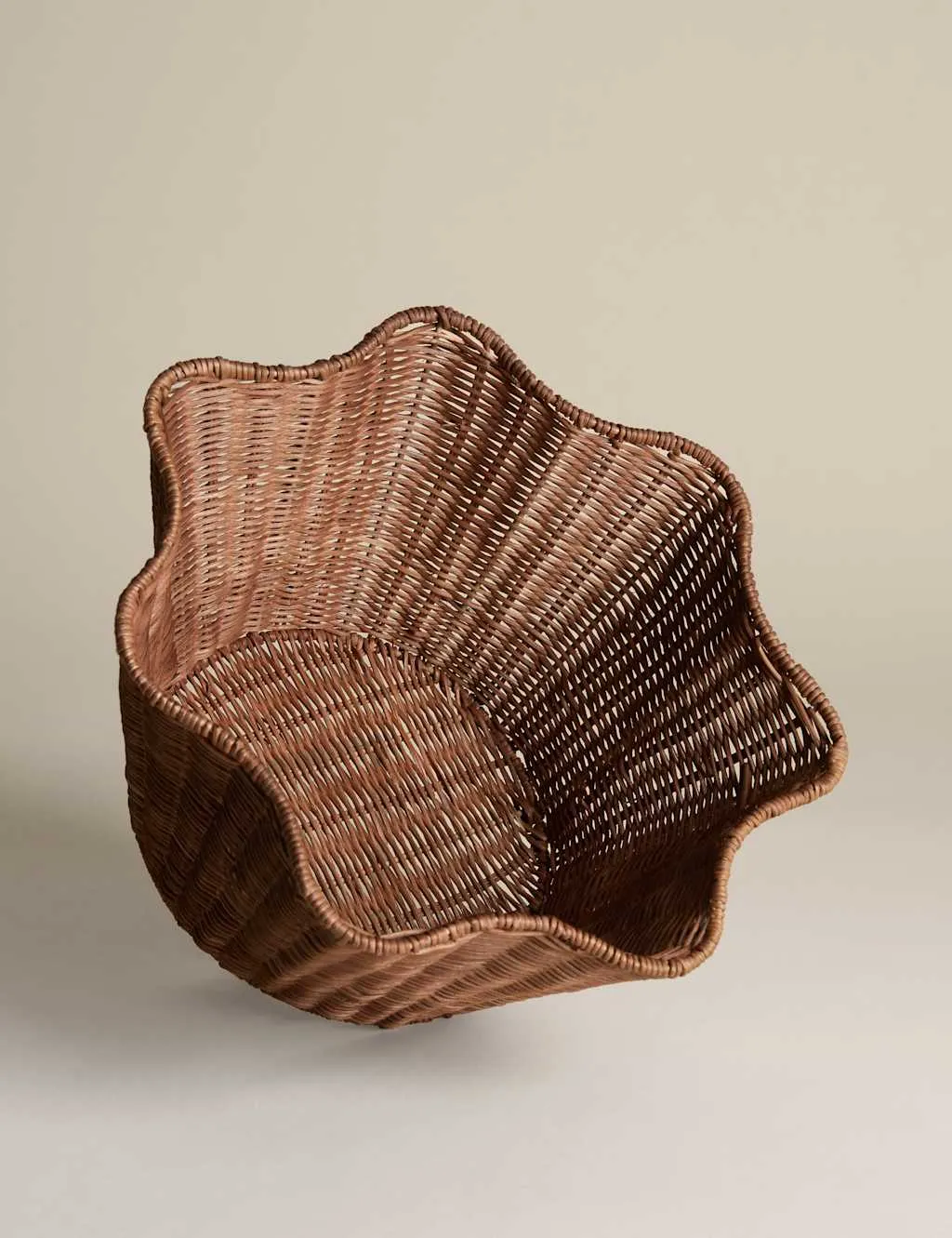 M&S Scallop Rattan Bowl Brown