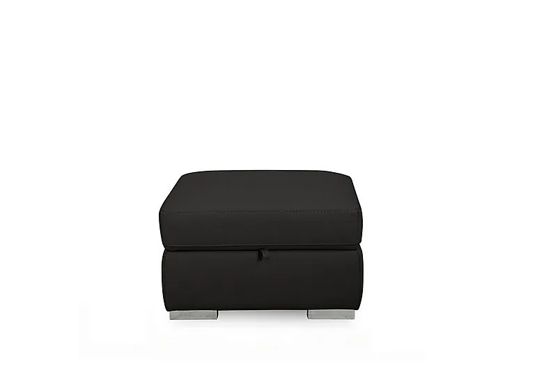 Edison Leather Storage Footstool - Black