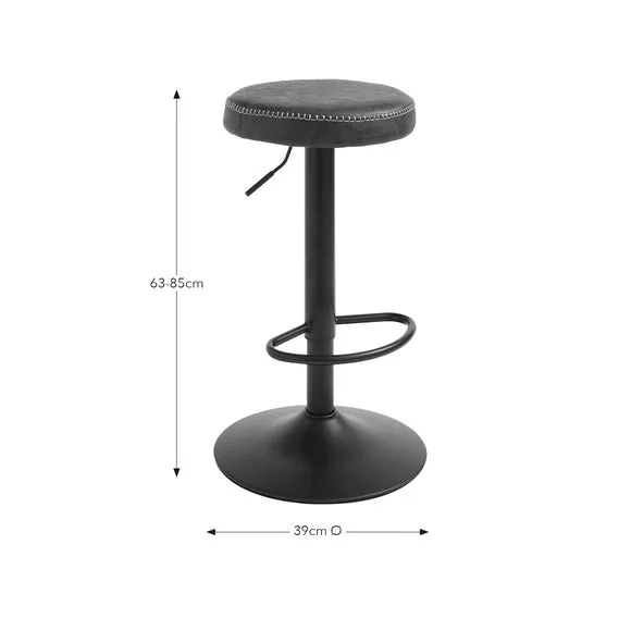 Venice Round Adjustable Height Swivel Bar Stool, Faux Leather 6