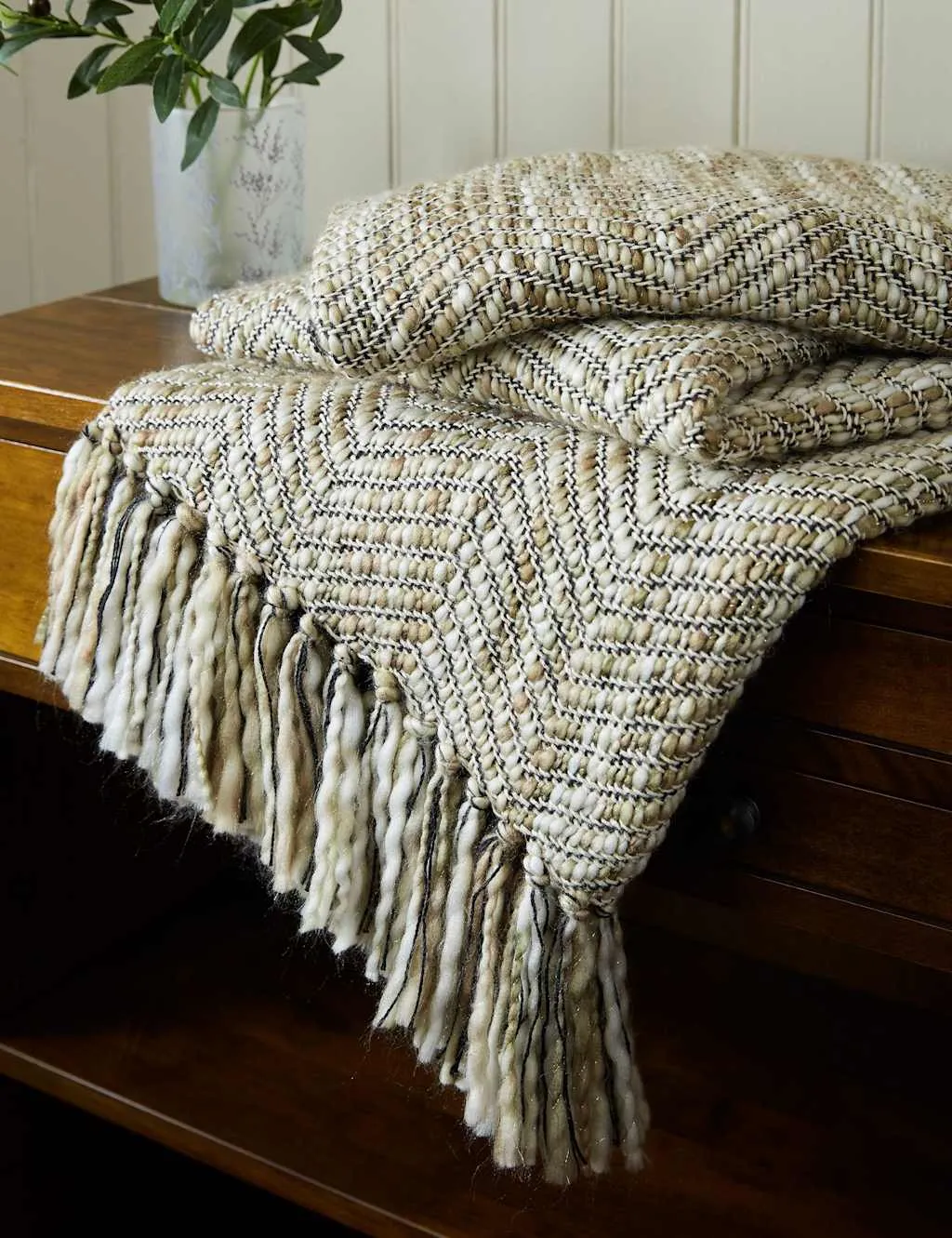 Laura Ashley Cotton Blend Liberton Throw Natural