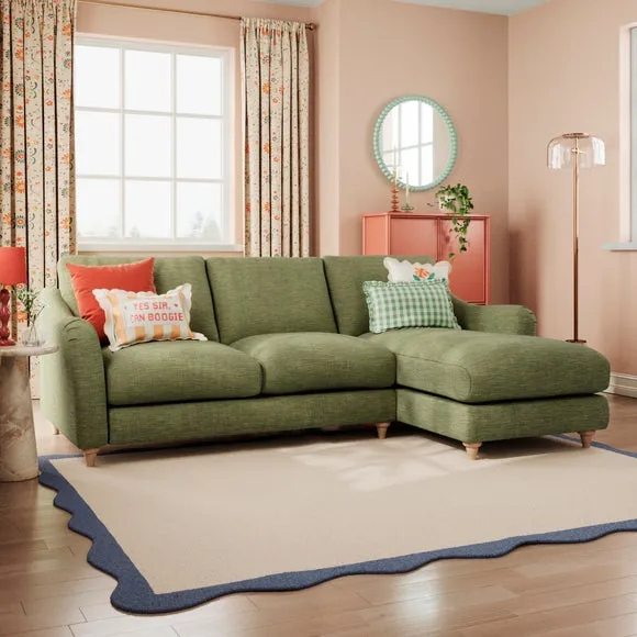 Hattie Slub Faux Linen Corner Chaise 1