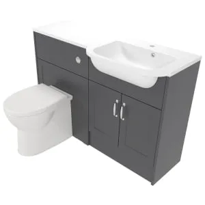 Deccado Padworth Charcoal Grey Right Hand 1200mm Fitted Vanity & Toilet Pan Unit Combination with Right Hand Basin