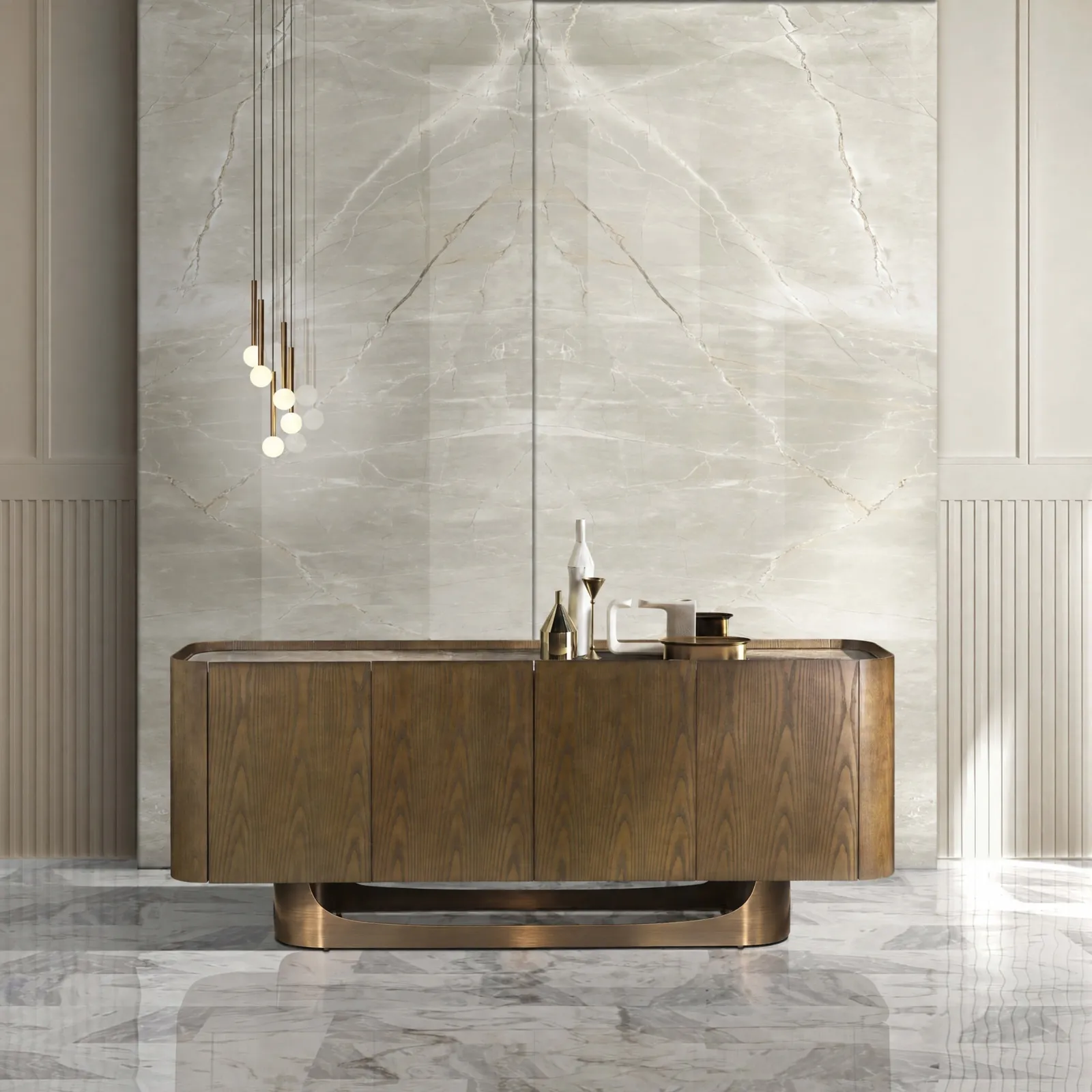 Stone Italia Srl Quintana 4Dr Buffet 204Cm Harmony Marble (Har) Sideboard | Barker & Stonehouse 2