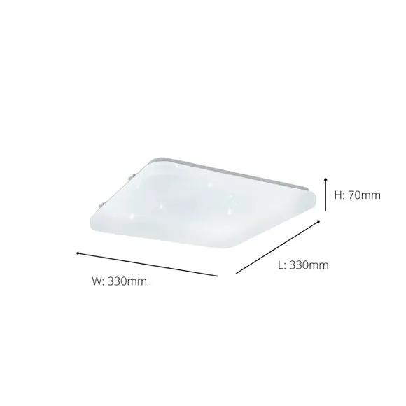 EGLO Frania-S 33cm LED Square Crystal Effect Flush Wall and Ceiling Light 3