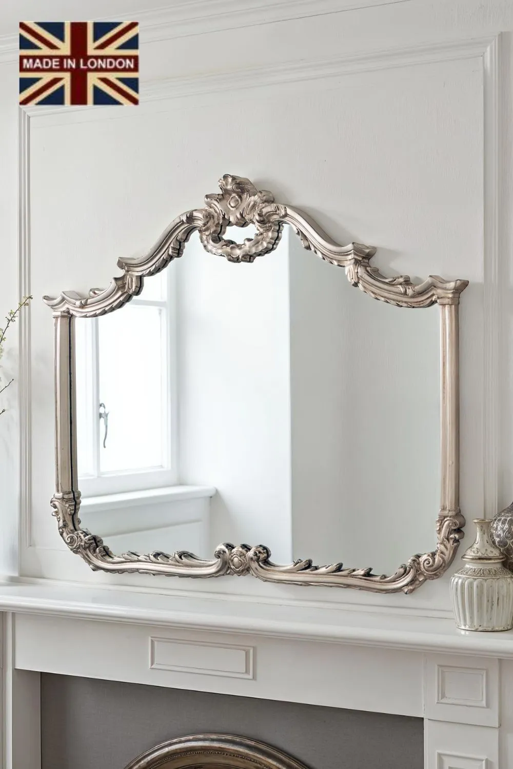 Yearn Mirrors Carved Landscape mirror Silver 122(w)x104cm(h)