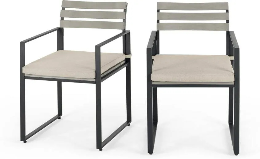 Catania Garden Set of 2 Garden Dining Chairs, Grey and Polywood