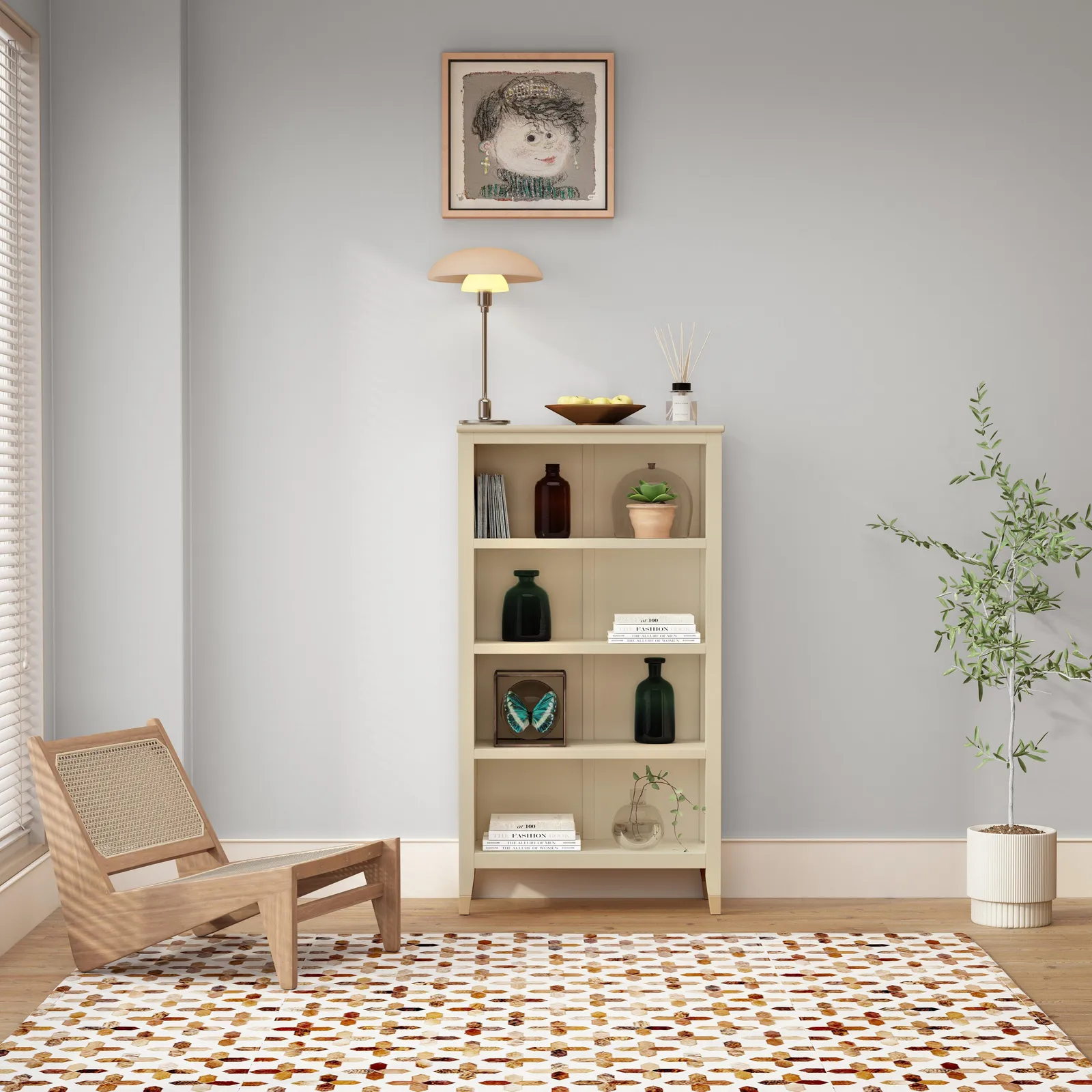 Cabinet Bits Palazzi 4 Tier Bookcase H127 W69 D25cm in Light Beige 1