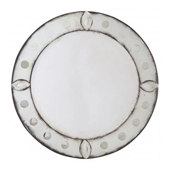 Raze Round Bubble Effect Wall Mirror In Antique Silver Frame