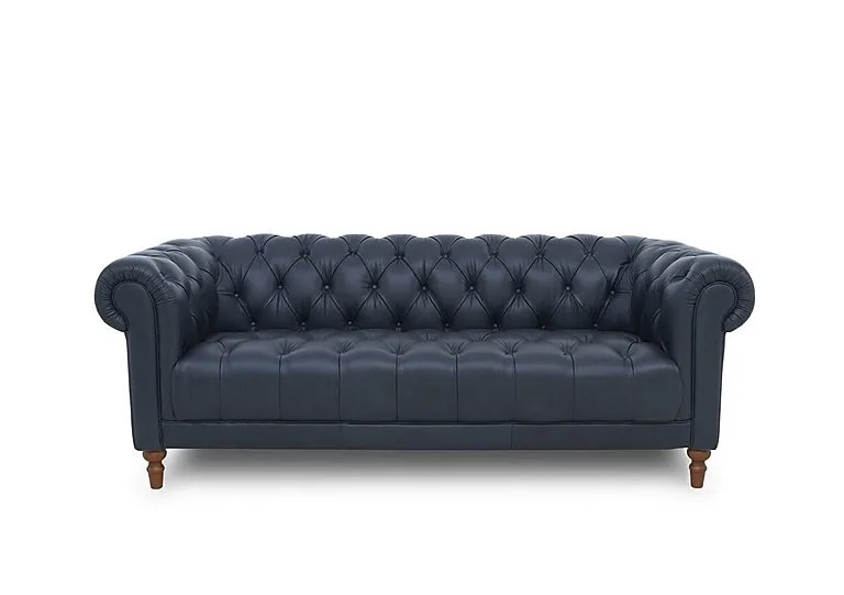 Columbus Leather 3 Seater Sofa with Wooden Feet