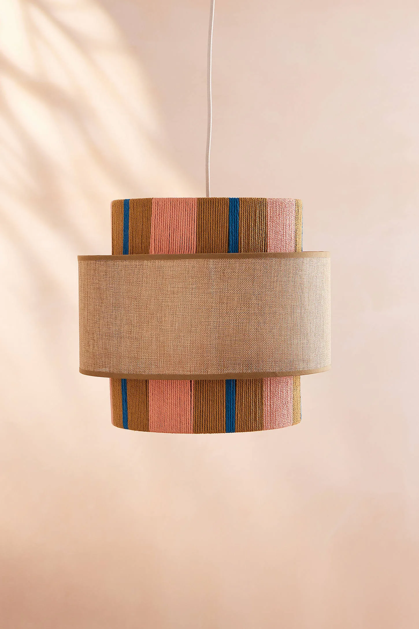 Striped Woven Lamp Shade - Pink 2