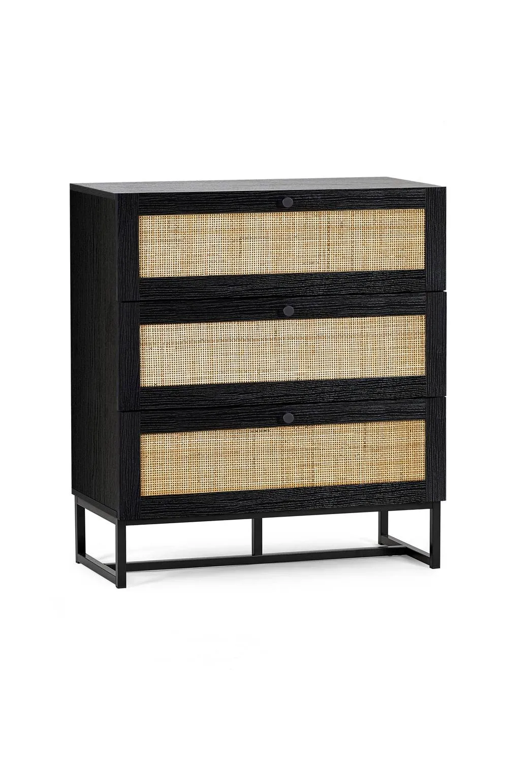 Julian Bowen Padstow Rattan 3 Drawer Chest in Black 4