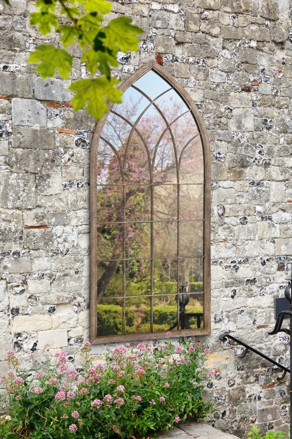 MirrorOutlet 'Dorset' Rustic Arch Large Garden Metal Frame Wall Mirror 169xm x 75cm in Brown