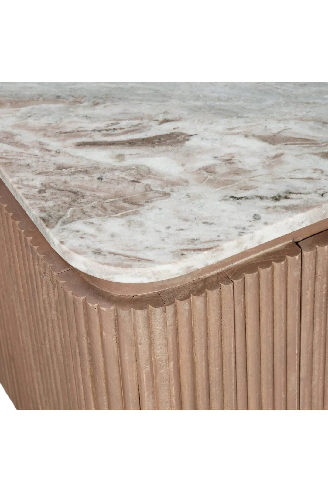 IH Design Bundi Natural Marble & Wood Large Tv Cabinet in Brown 6