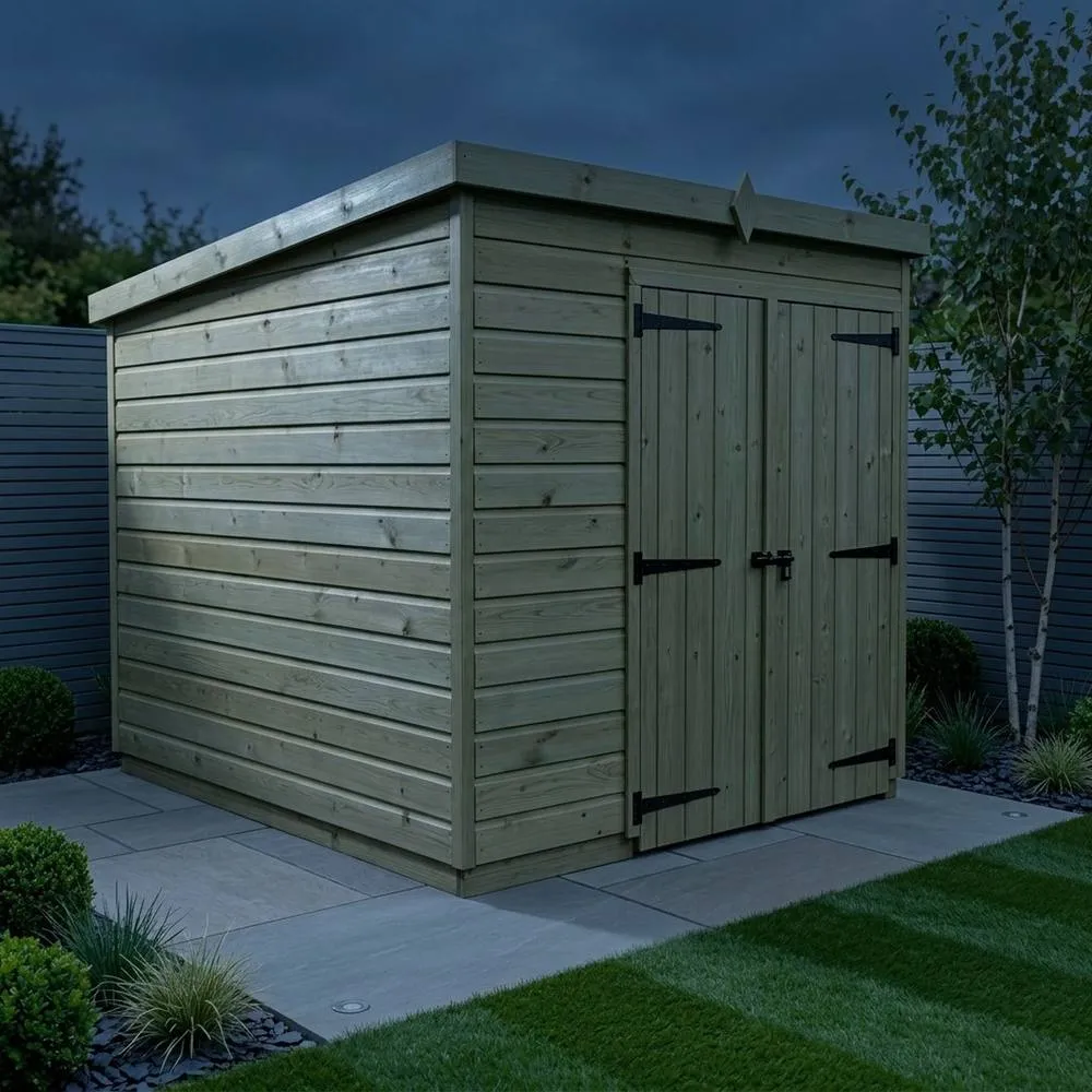 Buttercup Farm 6ft x 10ft Pent Garden Shed Double Door No Windows - Timber in Brown 3