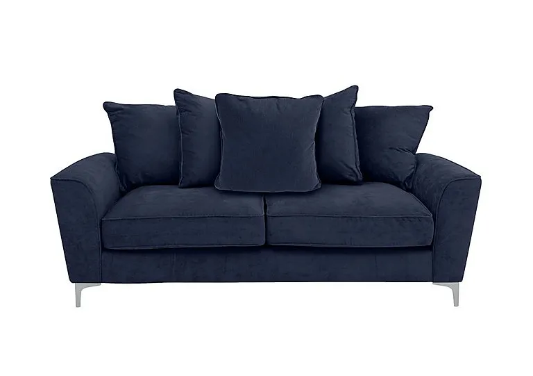 Legend 3 Seater Scatter Back Fabric Sofa with Chrome Feet - Cosmo Navy