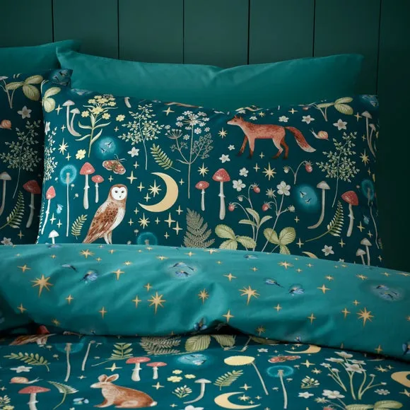 Catherine Lansfield Enchanted Twilight Animals Reversible Duvet Cover & Pillowcase Set 4