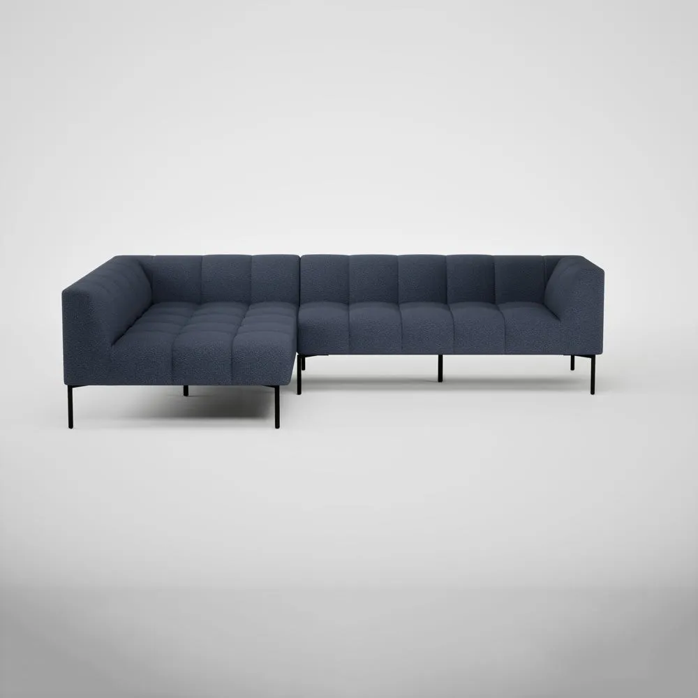 Heal's Quadro Left Hand Facing Chaise Sofa Loop Boucle Navy Black Feet 2