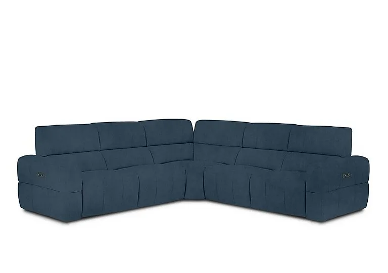 Cube Fabric Large Power Recliner Corner Sofa with Power Headrests - Opulence Royal