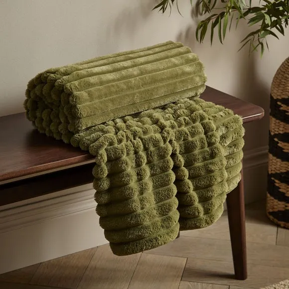 Cosy Ribbed Throw Blanket 130cm x 170cm 1
