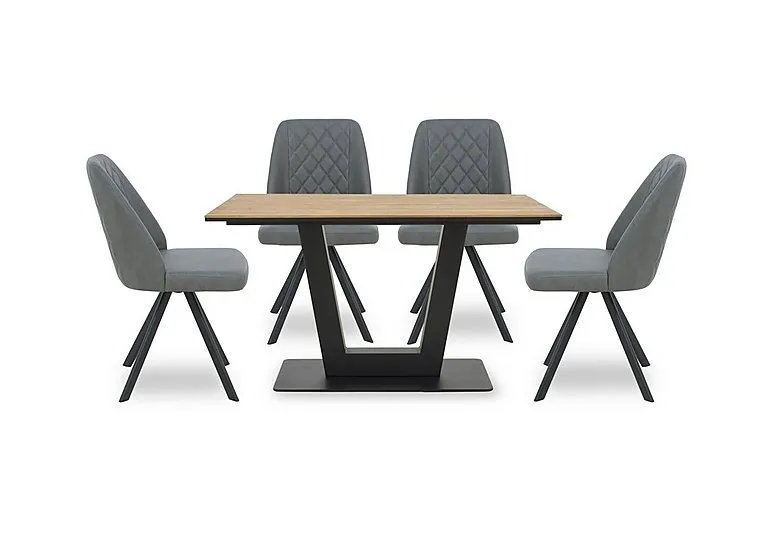 Venus Dining Table and 4 Jupiter Chairs - Grey