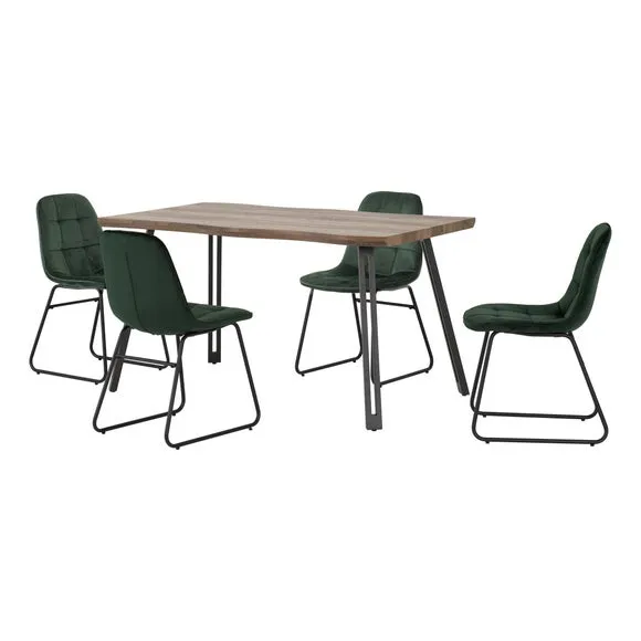 Quebec 4 Seater Wave Rectangular Dining Table with 4 Lukas Chairs 1
