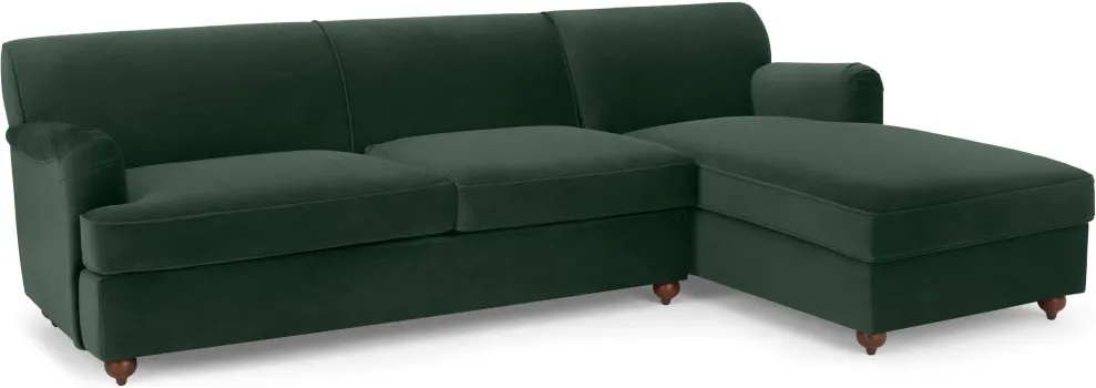 Orson Right Hand Facing Chaise End Sofa Bed,  Autumn Green Velvet