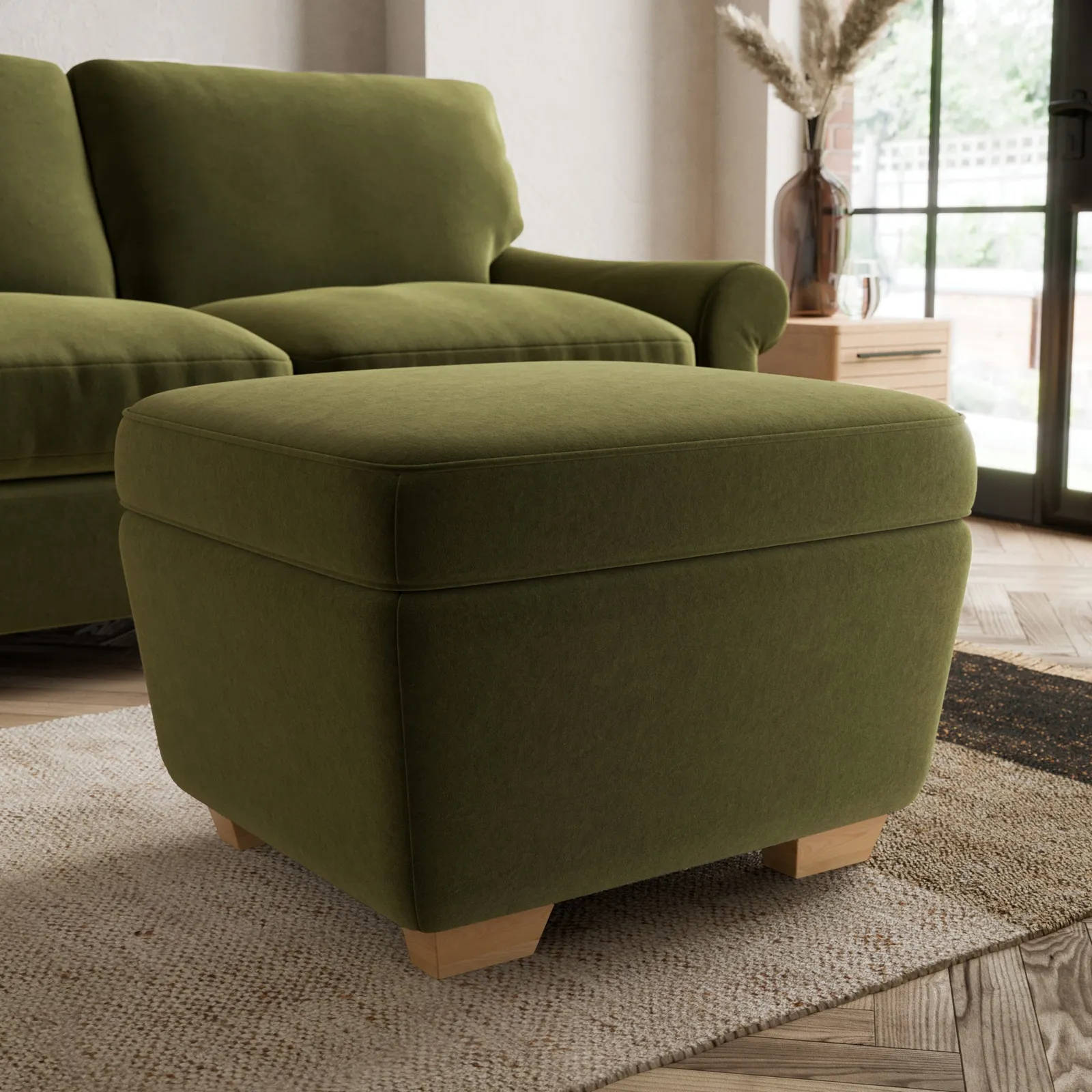 Arundel Luxury Velvet Footstool Luxury Velvet Olive
