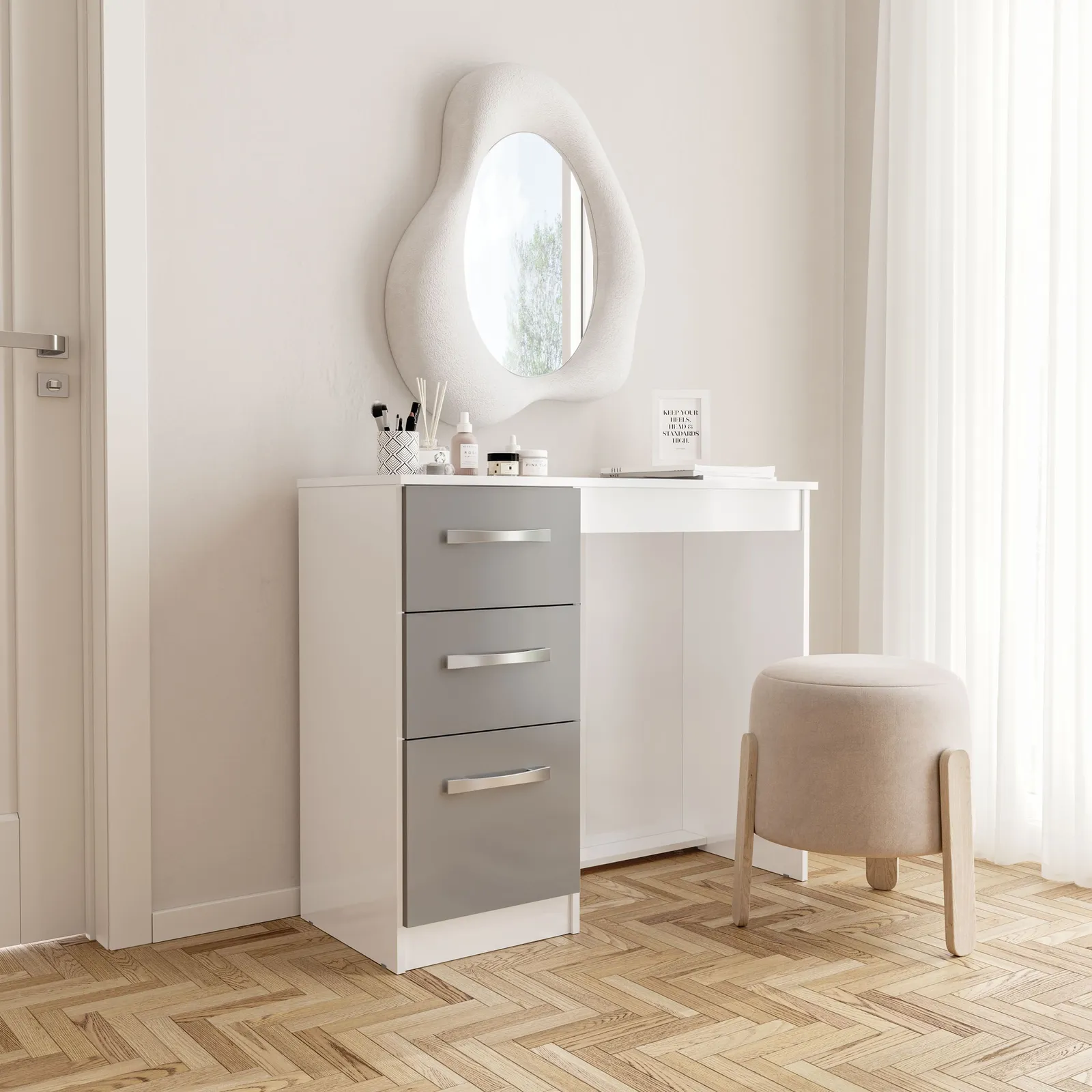 Birlea Lynx 3 Drawer Dressing Table White & Grey 2