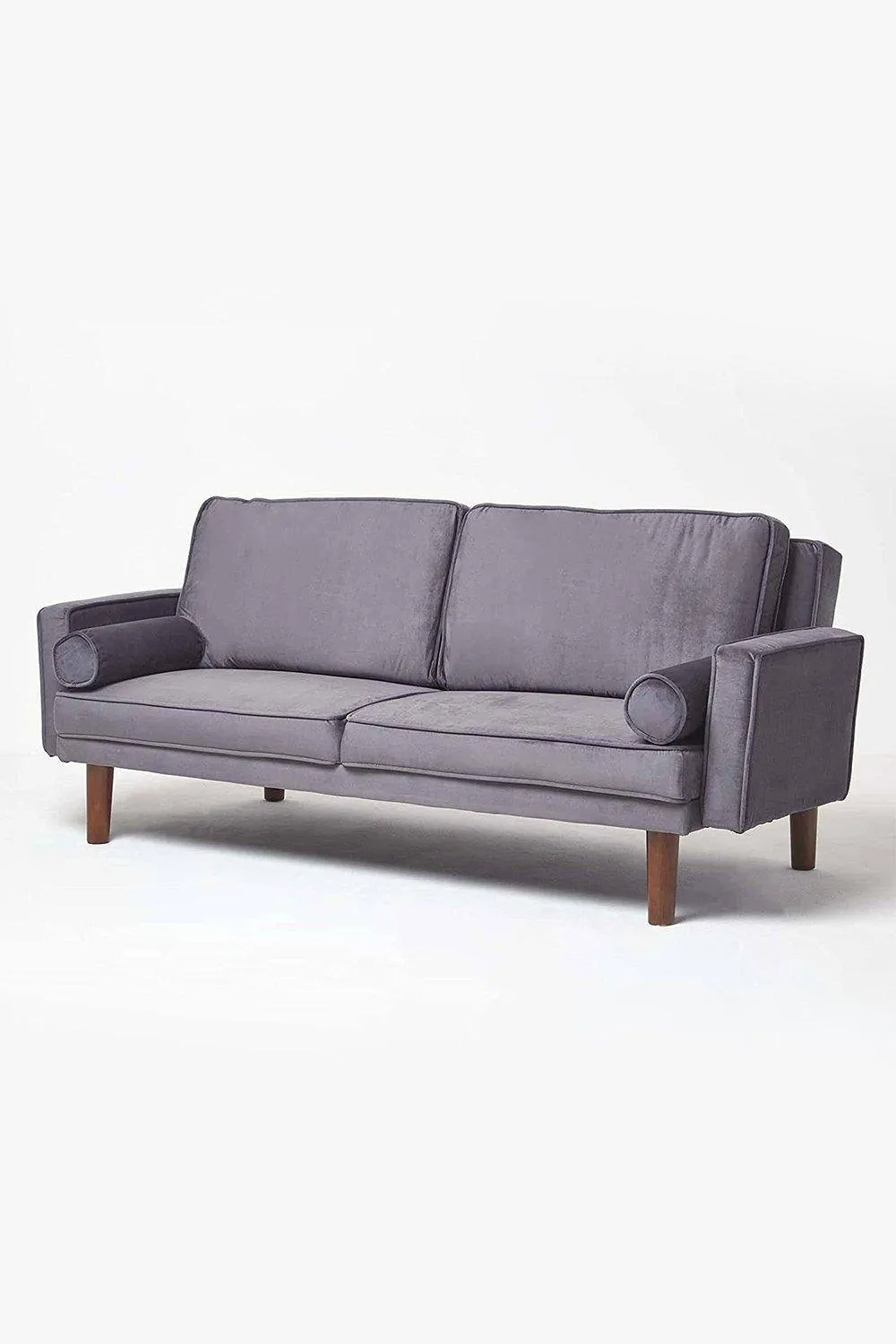 Homescapes Stanley Velvet Click Clack Sofa Bed with Armrests in Dark Grey 2