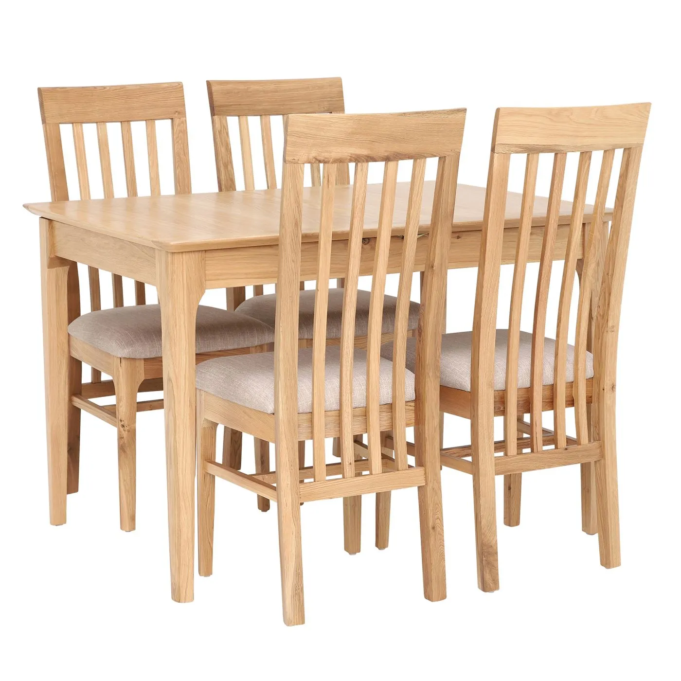 Stanwick Extending Dining Table and 4 Slat Back Dining Chairs