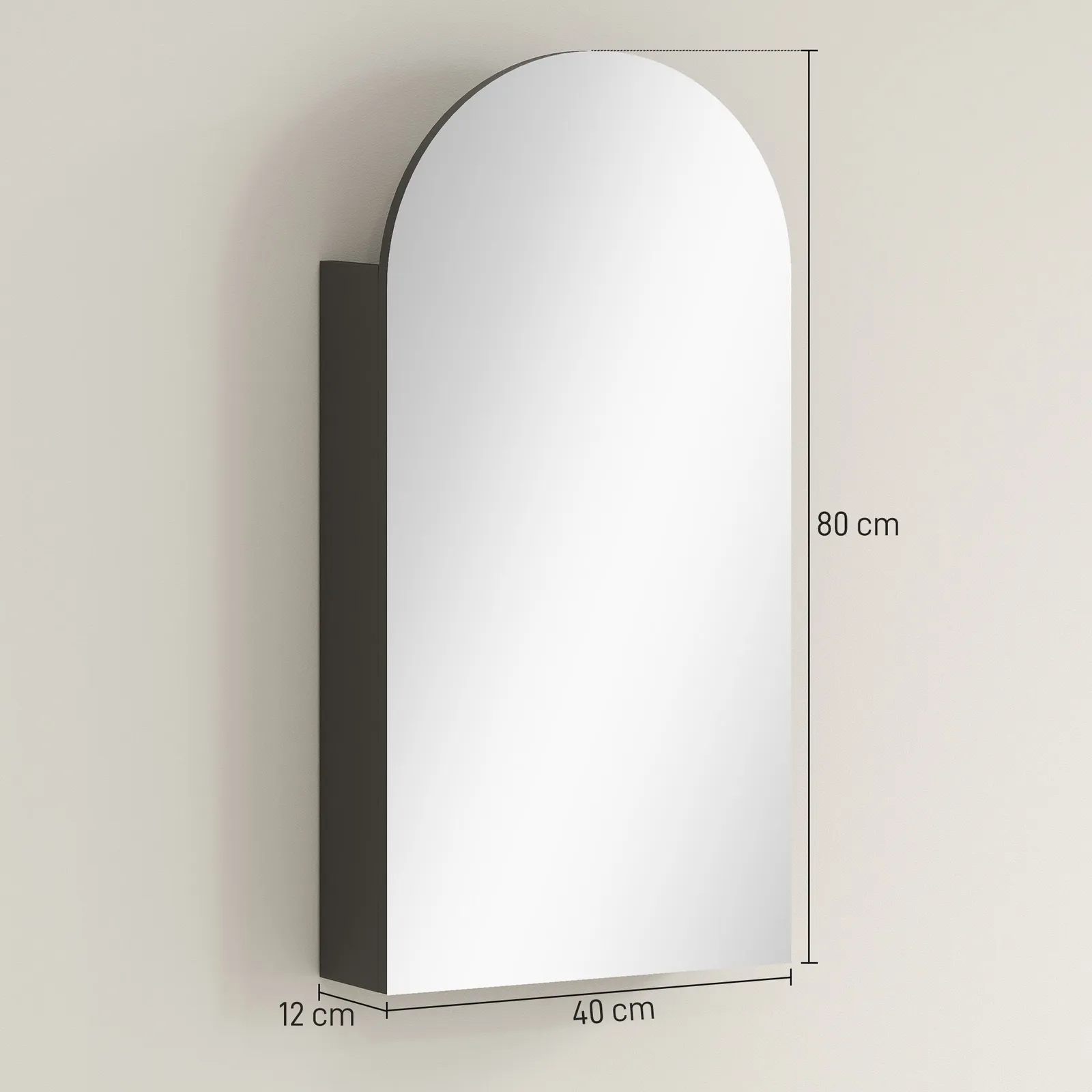 HOMCOM Bathroom Mirror Cabinet with Adjustable Glass Shelves in Black 3