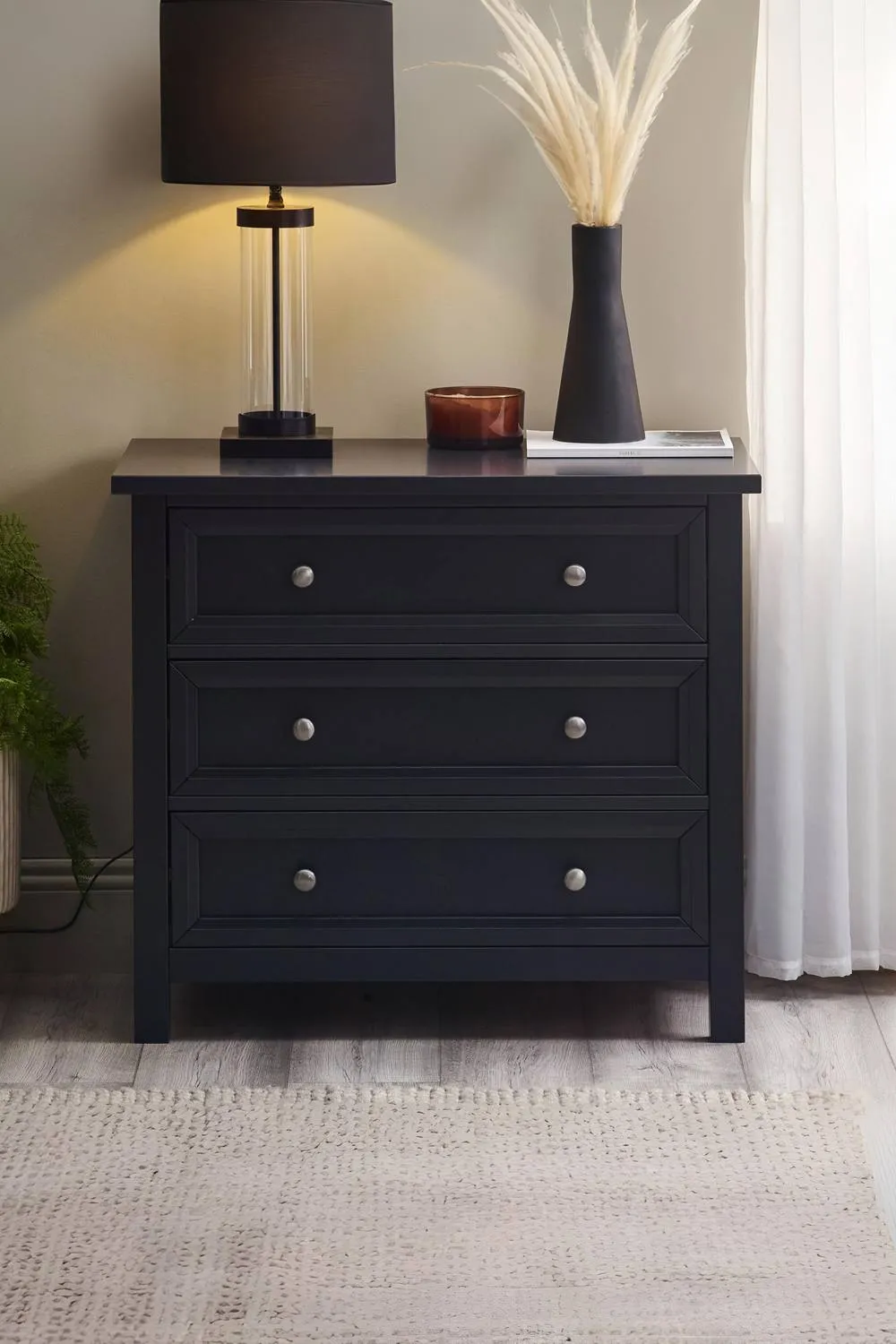 Julian Bowen Maine 3 Drawer Wide Chest in Black