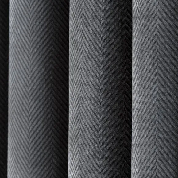 Soft Chenille Herringbone Eyelet Curtains 3