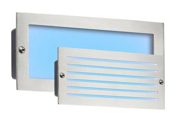 Netlighting Blue LED Recessed Brick Light Brushed Steel Fascia 230V IP54 5W in Grey
