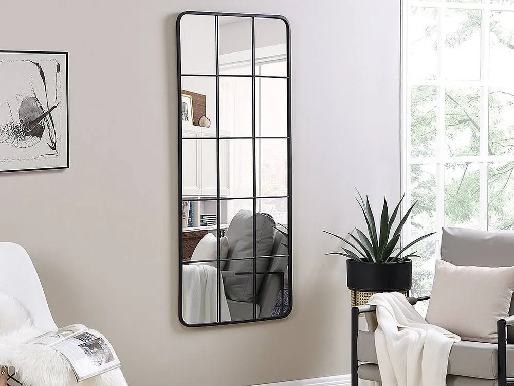 Vente-unique Industrial Metal Window Mirror - L60 X H140 Cm - Black - SCIARA