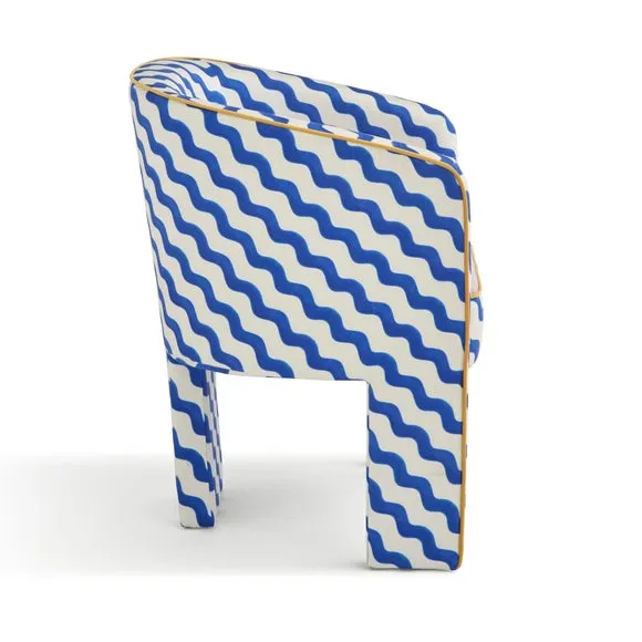 Sophie Robinson Dining Chair, Colbalt Blue Wiggle Fabric 6