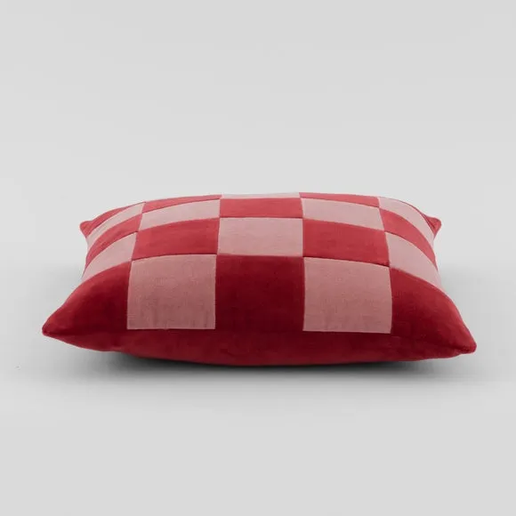 Clara Cubed Patchwork Cotton Velvet Square Cushion 4