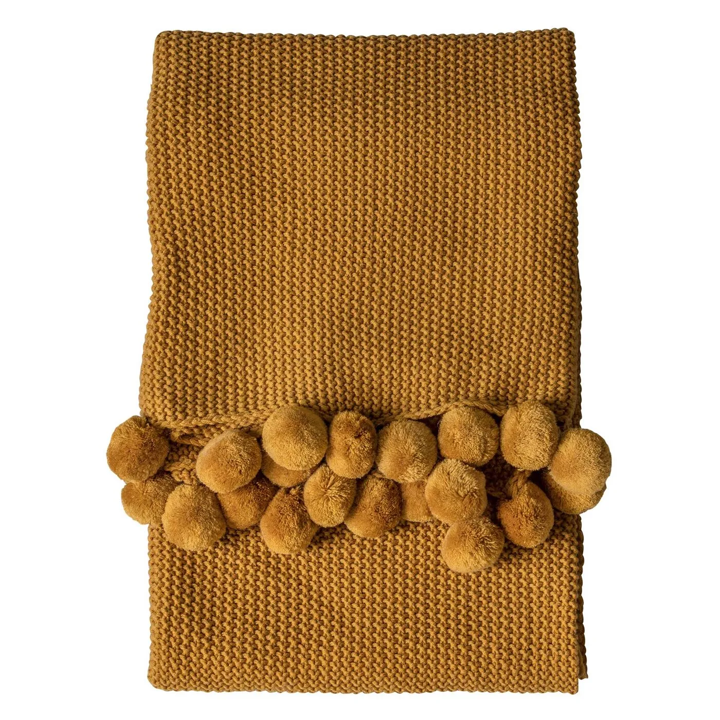 Ochre Pom Pom Throw