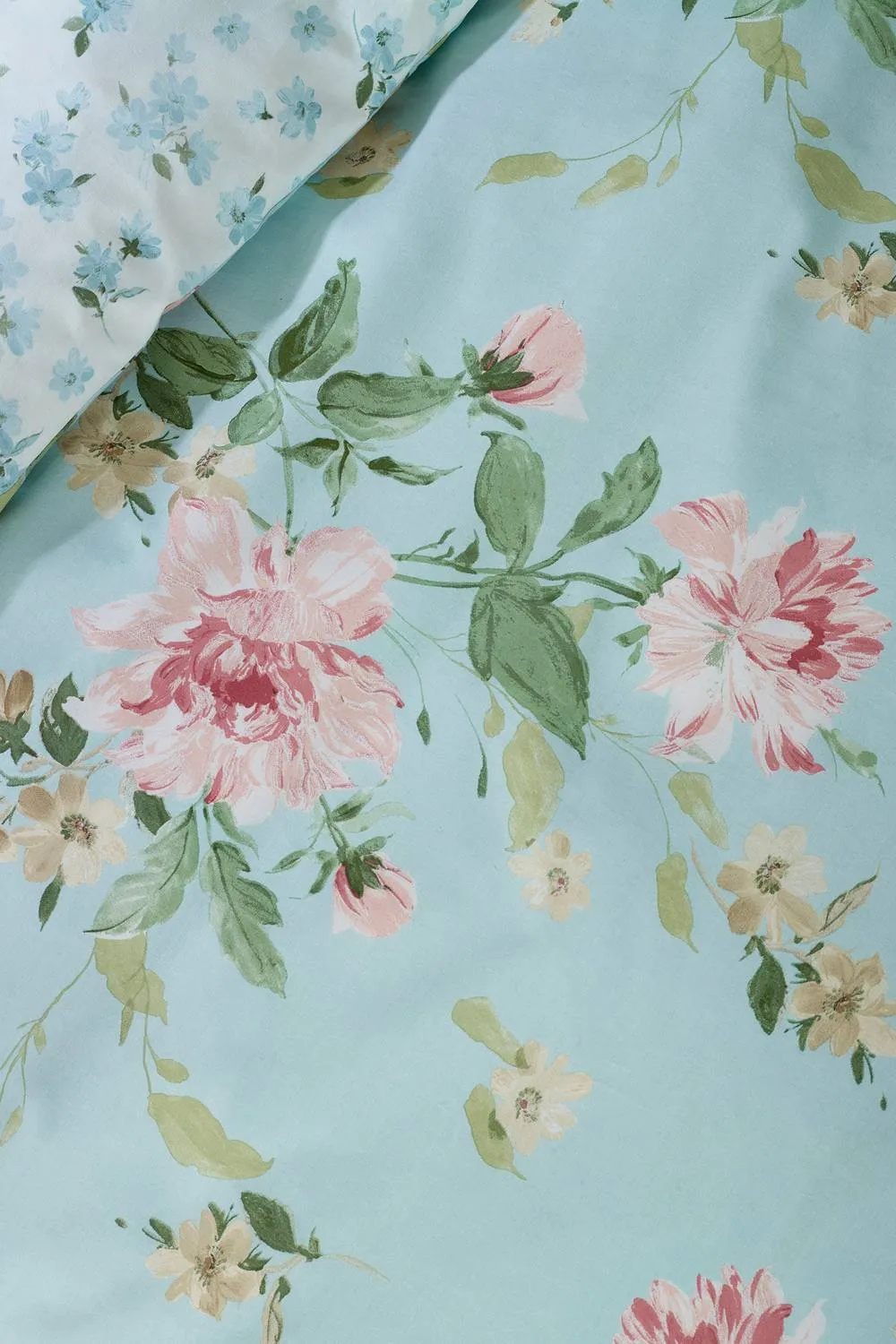 Catherine Lansfield 'Avebury Floral' Reversible Duvet Cover Set in Duck Egg Blue 4