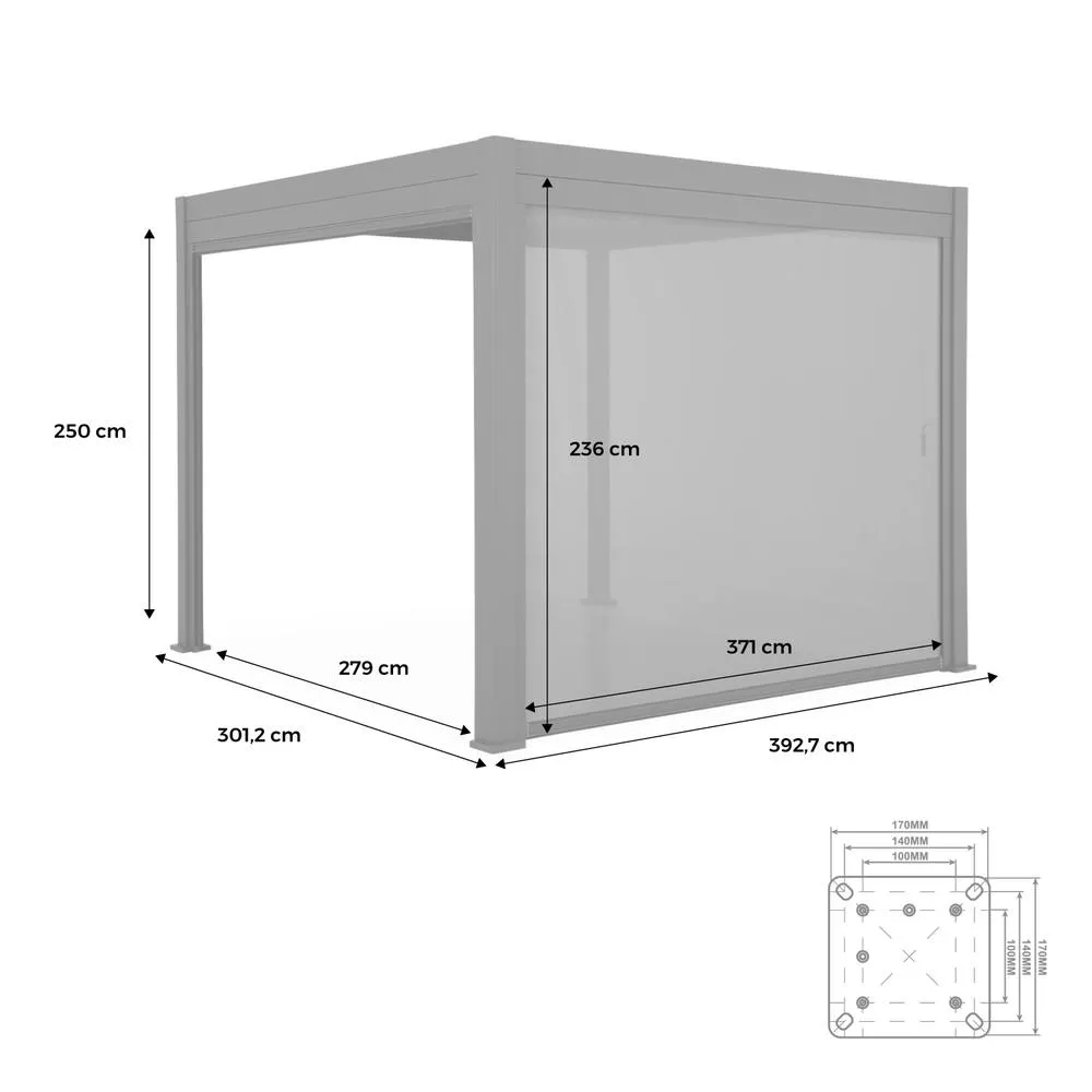 sweeek Louvered Pergola Aluminium 4 X 3m & A 4m Blind in White 5