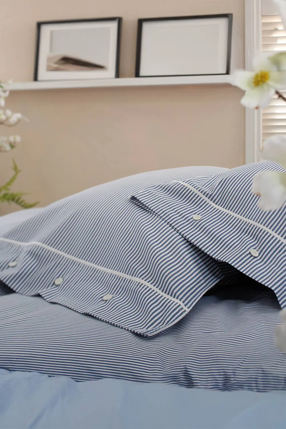 The Lyndon Company Southport Blue 100% Cotton Cuffed Finish Duvet Cover Set 3