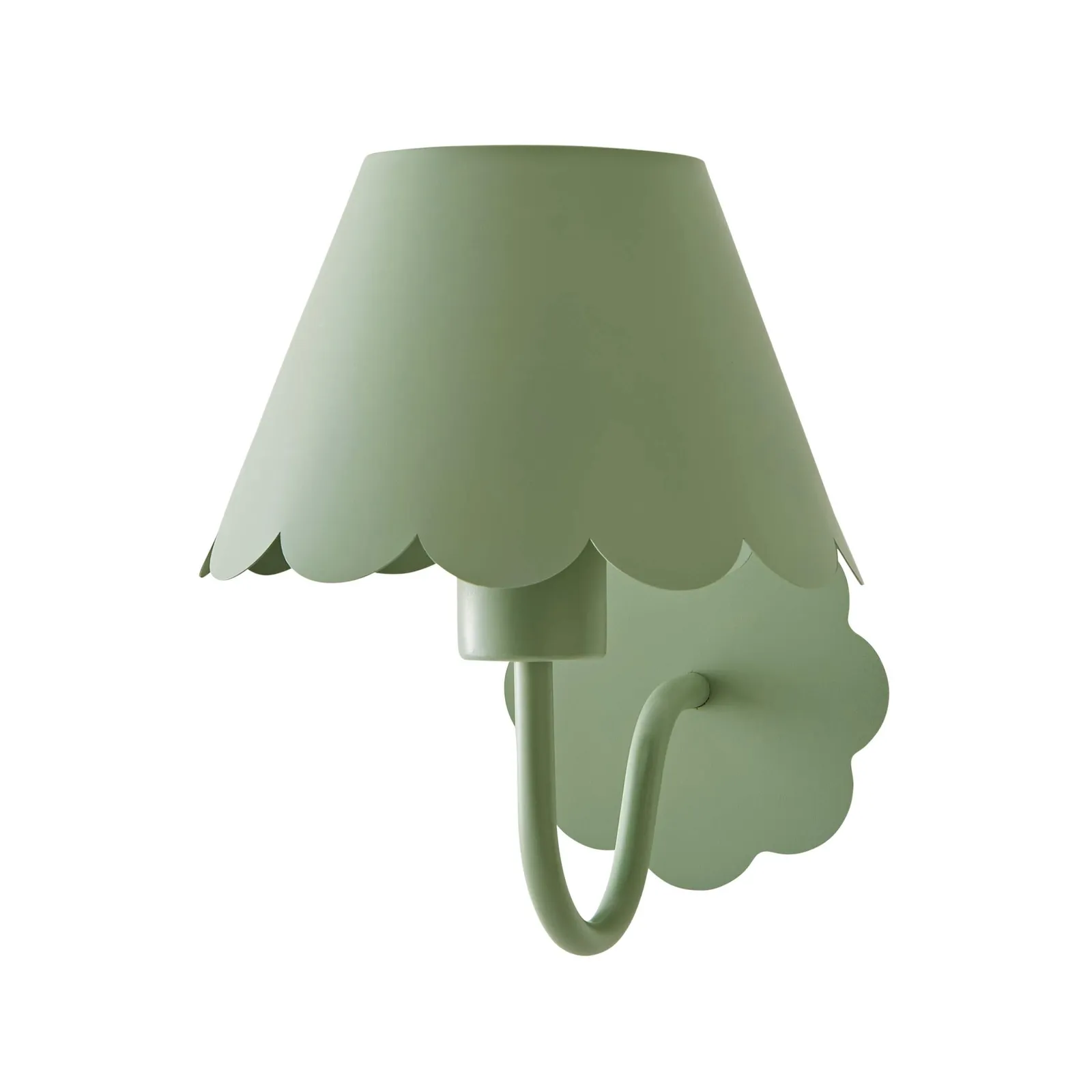 ValueLights Hattie Rechargeable Metal Scalloped Edge Wall Light in Pale Green 3