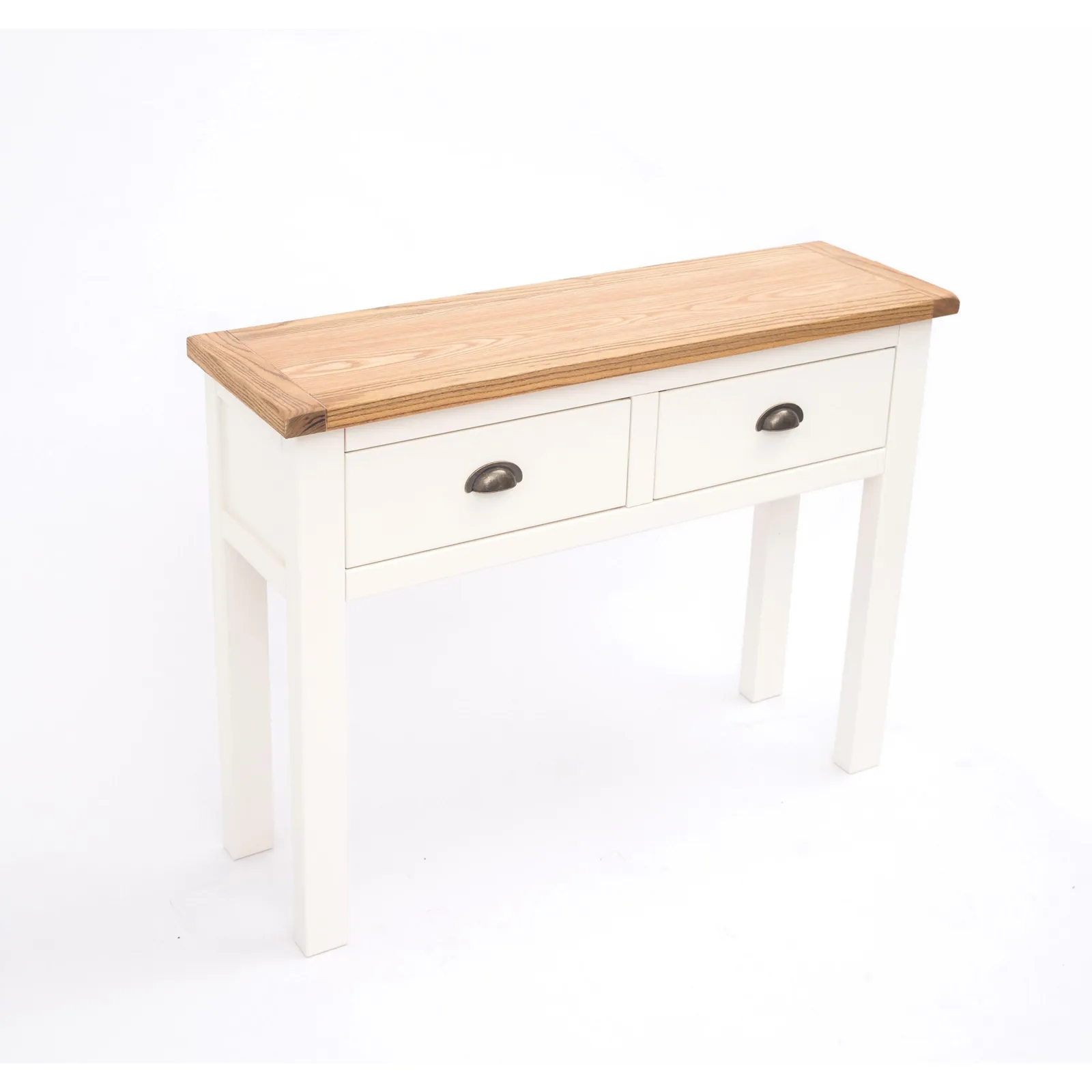 Cabinet Bits Lovere Off-White 2 Drawer Console Table Brass Cup Handle 3