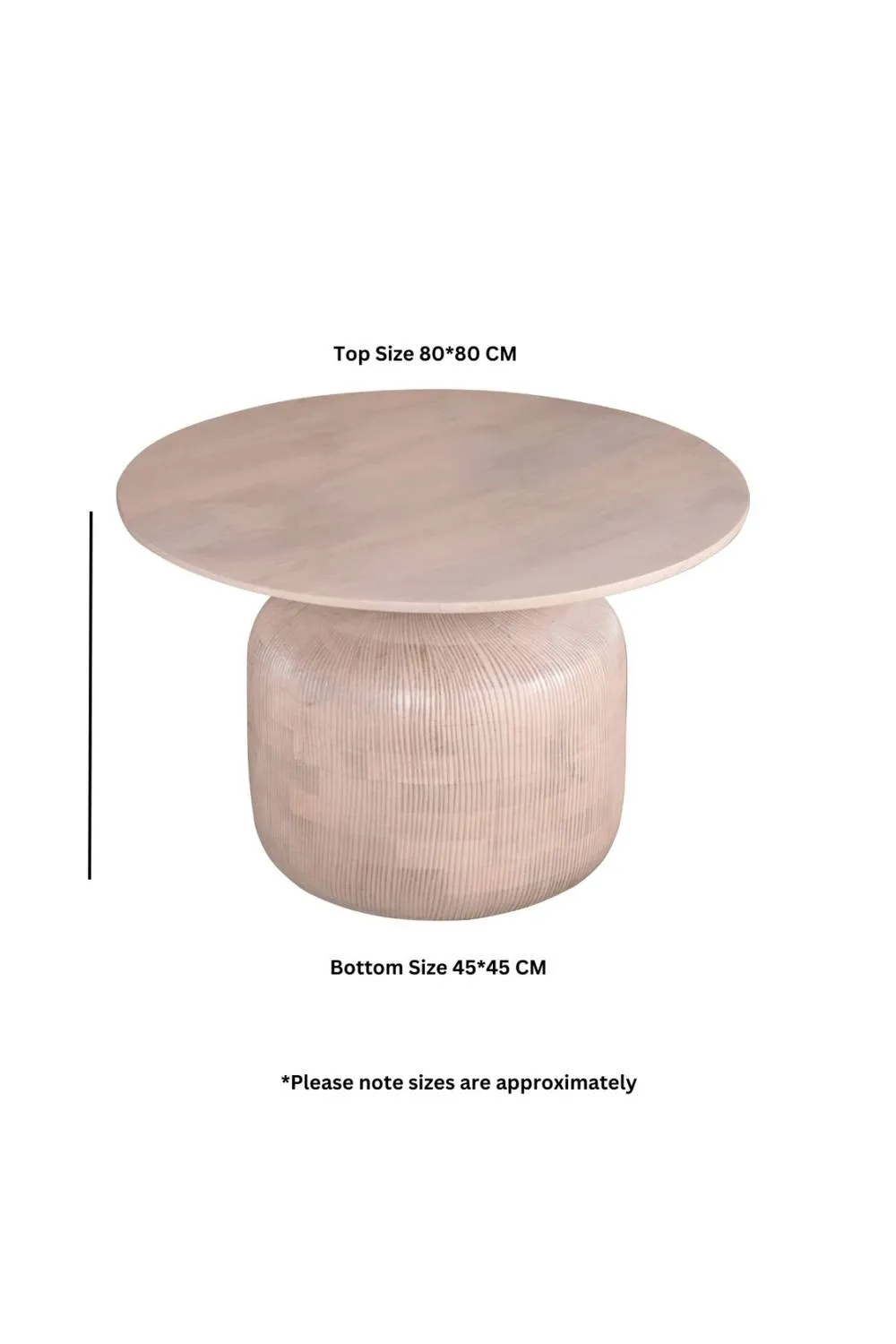IH Design Tickhill Nordic Mango Wood Round Coffee Table in Light Sand 5